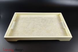 Cream rectangular lacquer tray attached with eggshell 28*45cm